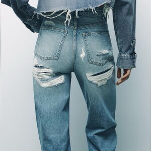 ZARA FULL LENGTH TRF HIGH RISE WIDE LEG JEANS SIZE 28 (US 6)